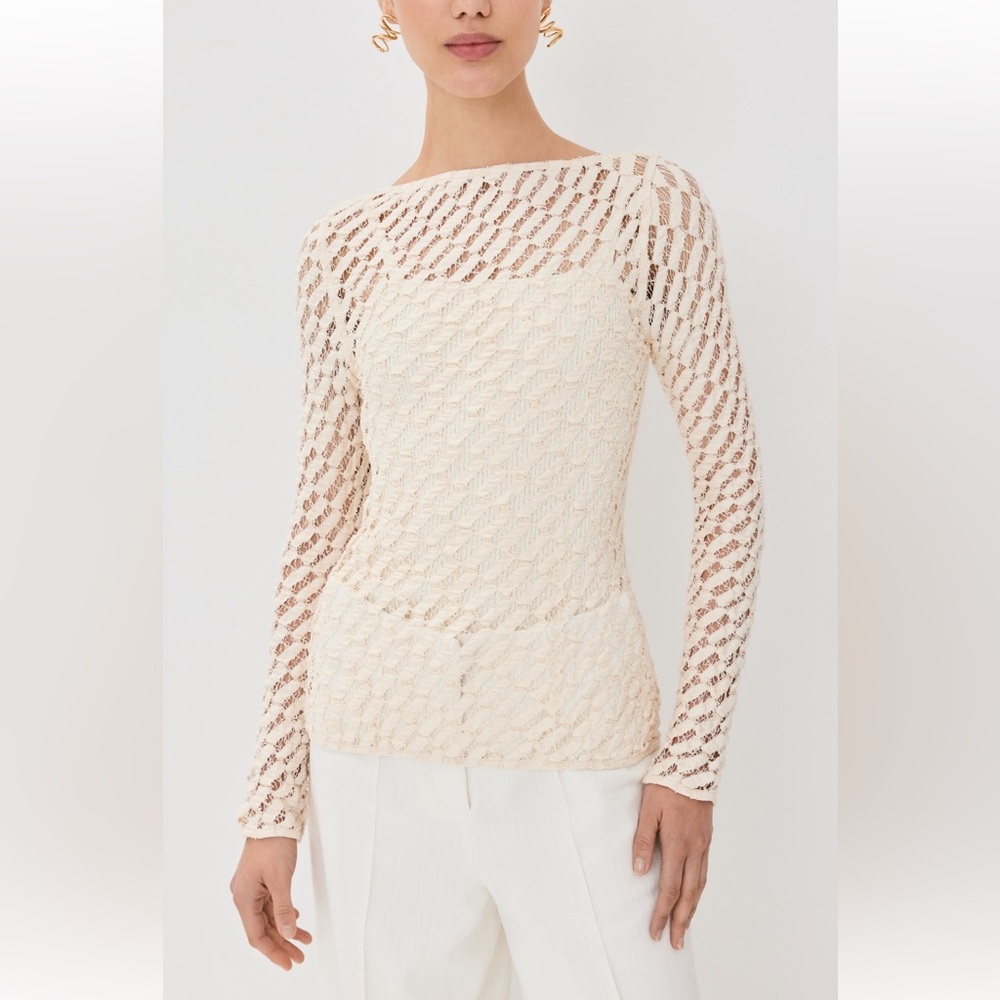 Cream Lace Long-Sleeve Women's Top